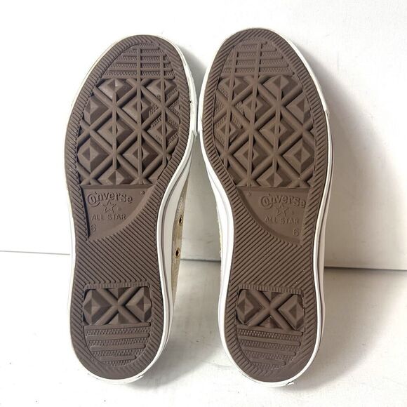 Converse All Star Skate Shoe Sequined Beige Canvas Womens Size 8 Sneaker Low Top - Picture 10 of 10